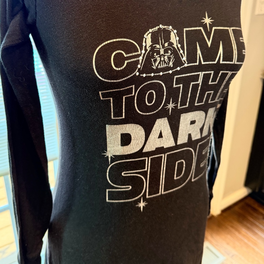 Star Wars Darth Vader Sleep Shirt XS Hooded Nightgown Dark Side Graphic - Picture 3 of 7